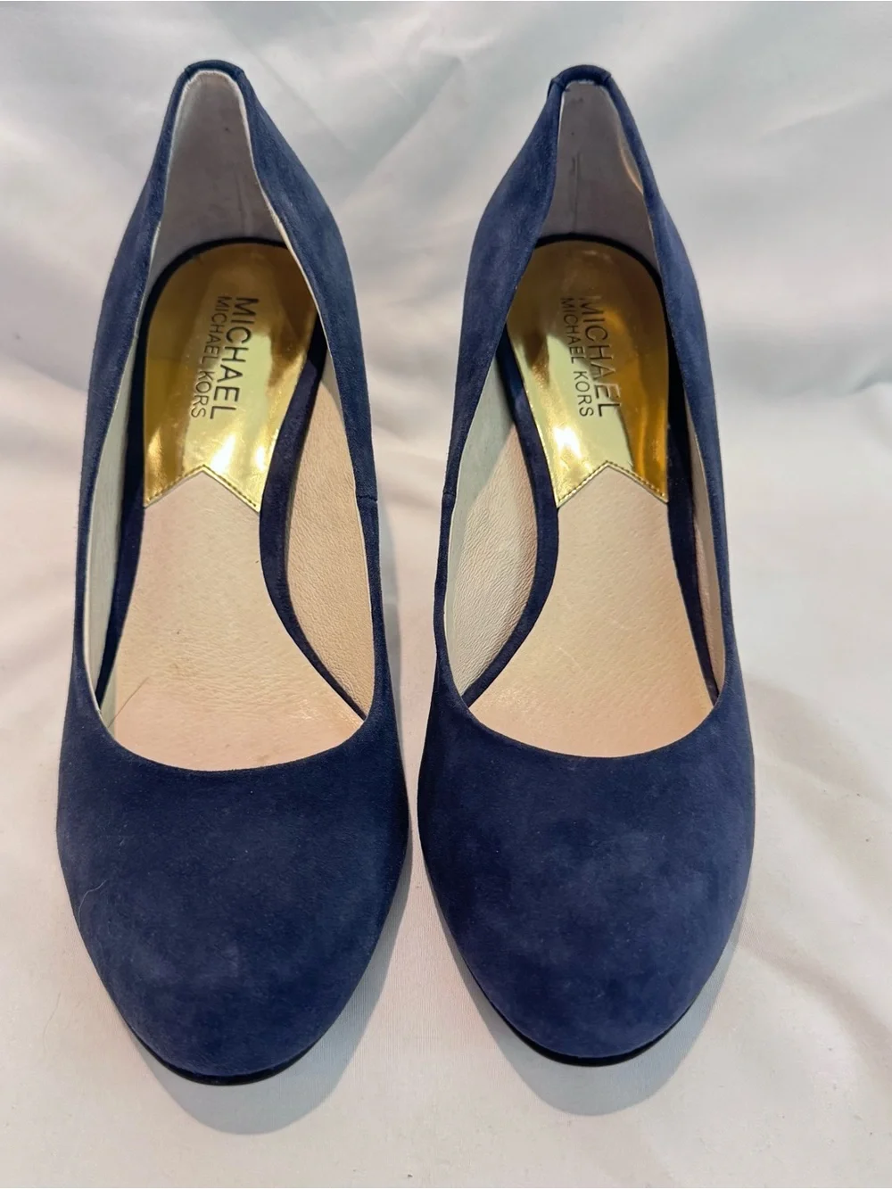 MICHAEL Michael Kors Women's Flex Mid Pump Blue Suede Shoes Heels Pumps Size 7.5